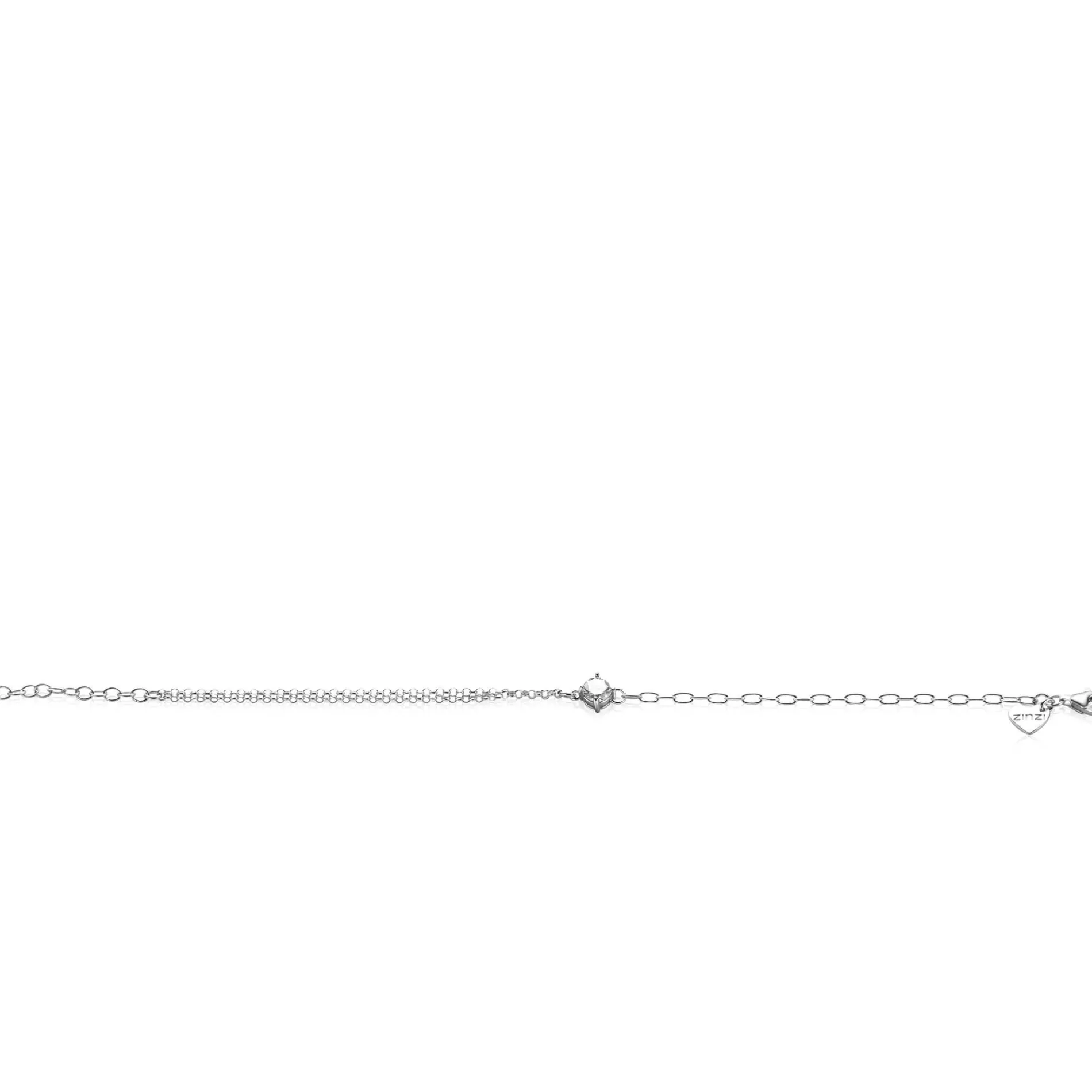 ZINZI zilveren multi-look armband met ovale en jasseron schakels, met ronde witte zirkonia in vierpootszetting 17-19cm ZIA2660