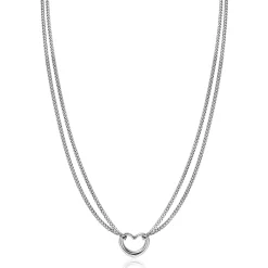 ZINZI zilveren multilook ketting met gourmet schakels en open hart 40-43cm ZIC2516