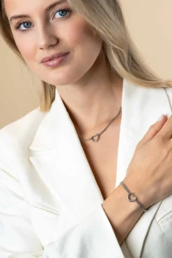 ZINZI zilveren multilook ketting met gourmet schakels en open hart 40-43cm ZIC2516