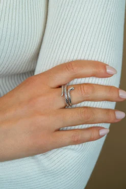 ZINZI zilveren multi-look ring (14mm breed) met slang ZIR2721