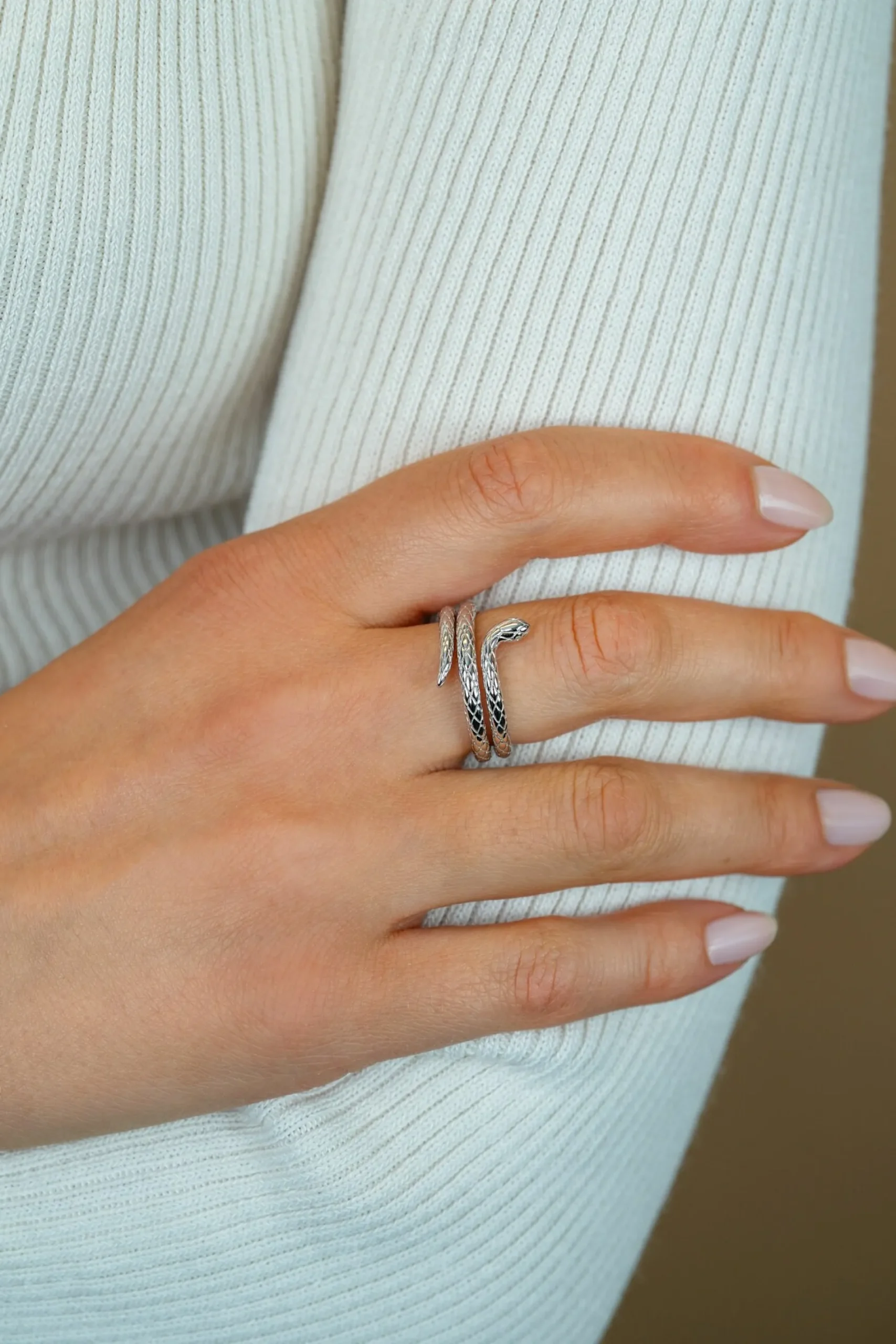ZINZI zilveren multi-look ring (14mm breed) met slang ZIR2721