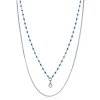 ZINZI zilveren multilook ketting met gourmet en blauwe bolletjes schakels, ronde zetting met witte zirconia 42-45cm ZIC2529