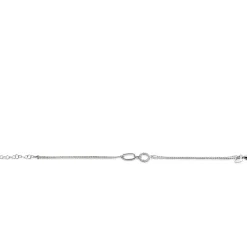 ZINZI zilveren multi-look armband met twee kettinkjes, verbonden aan een ovale schakel en open rondje bezet met witte zirconia's 17-20cm ZIA2463