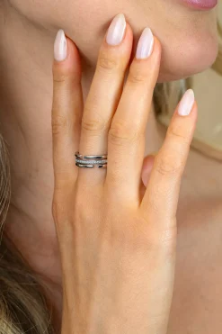 ZINZI zilveren multi-look ring (6mm breed) 3 banen met witte zirkonia’s ZIR2730