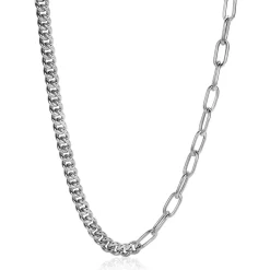 ZINZI zilveren multi-schakelketting met gourmet en paperclip schakels 6,7mm breed 45cm ZIC2285