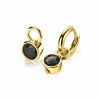 ZINZI zilveren oorbedels 14K geelverguld 7mm rond zwart ZICH1486YZ (zonder oorringen)