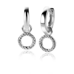ZINZI zilveren oorbedels rond met touw-effect 10mm ZICH2246 (zonder oorringen)