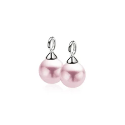 ZINZI zilveren oorbedels parel roze ZICH266R (zonder oorringen)