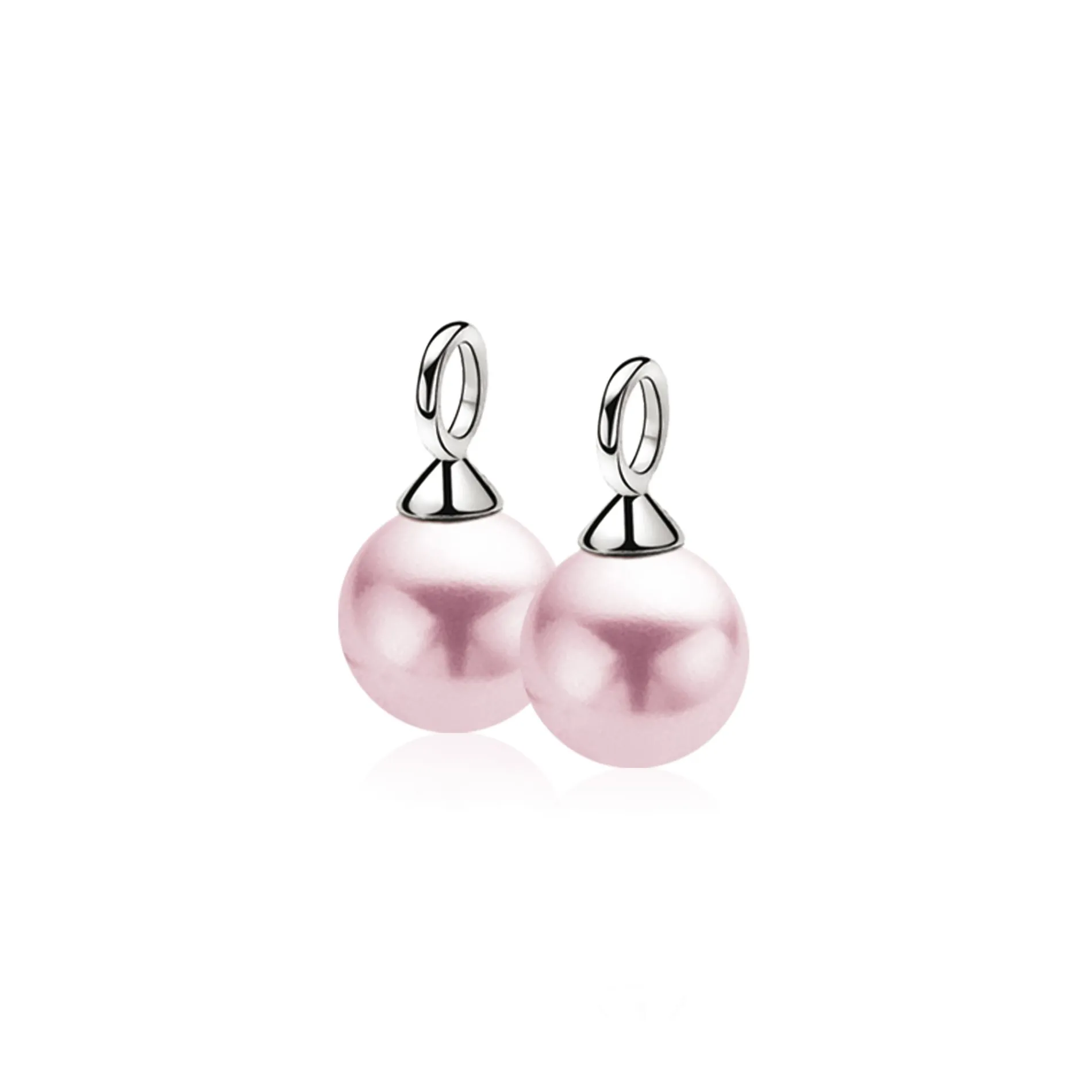 ZINZI zilveren oorbedels parel roze ZICH266R (zonder oorringen)