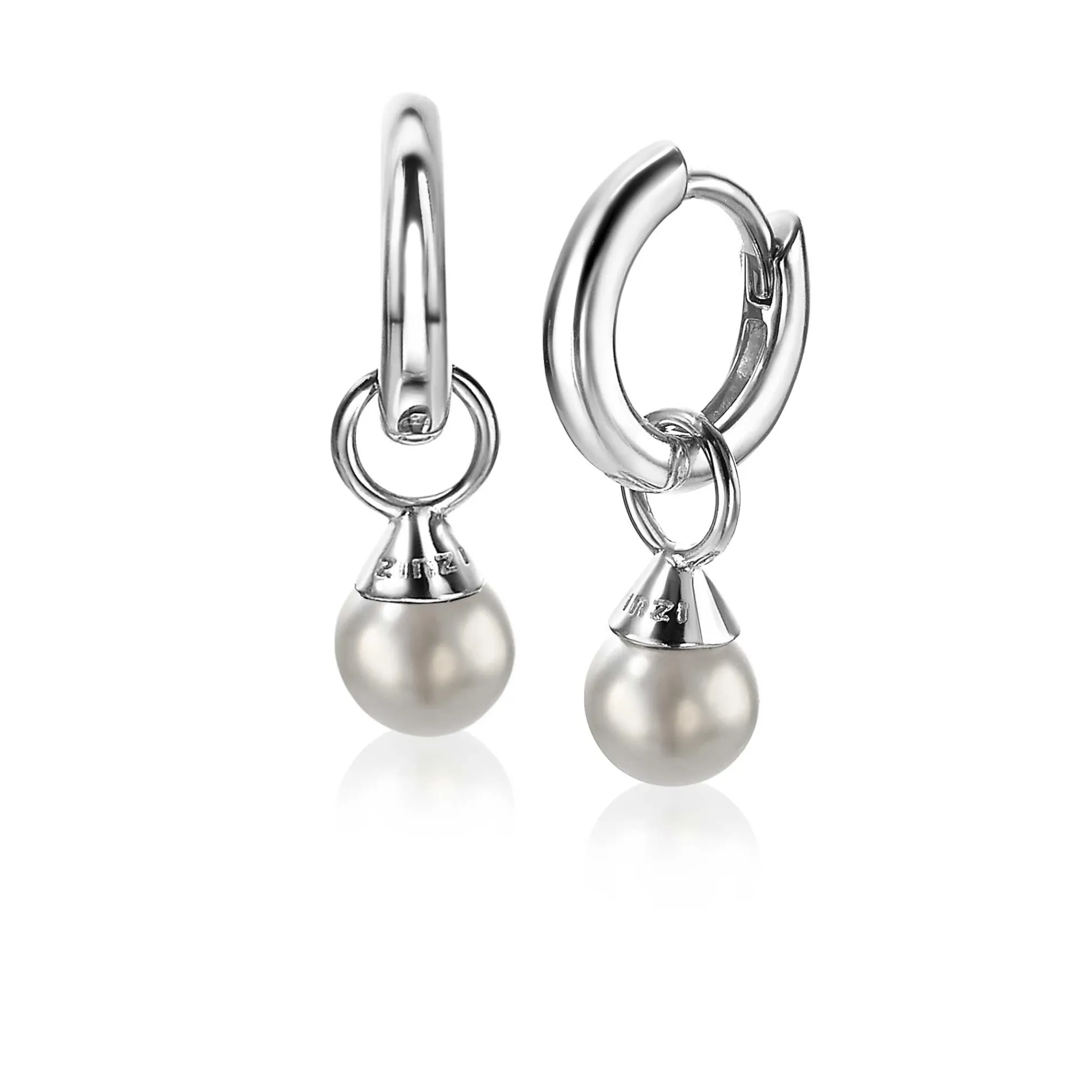 ZINZI zilveren oorbedels parels lichtgrijs 6mm ZICH1749LG (zonder oorringen)