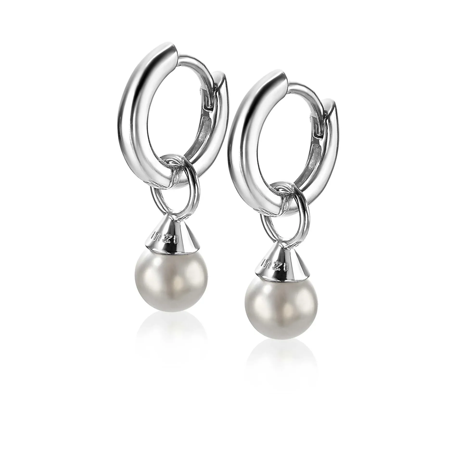 ZINZI zilveren oorbedels parels lichtgrijs 6mm ZICH1749LG (zonder oorringen)