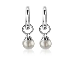 ZINZI zilveren oorbedels parels lichtgrijs 6mm ZICH1749LG (zonder oorringen)