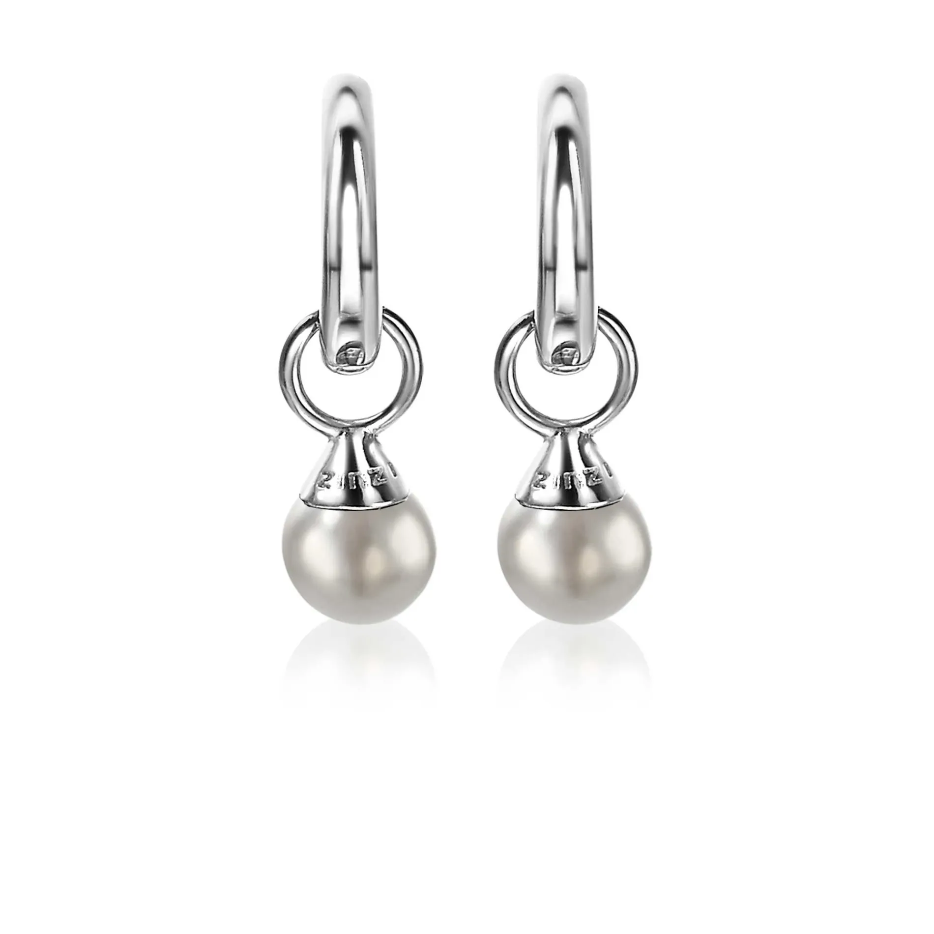 ZINZI zilveren oorbedels parels lichtgrijs 6mm ZICH1749LG (zonder oorringen)