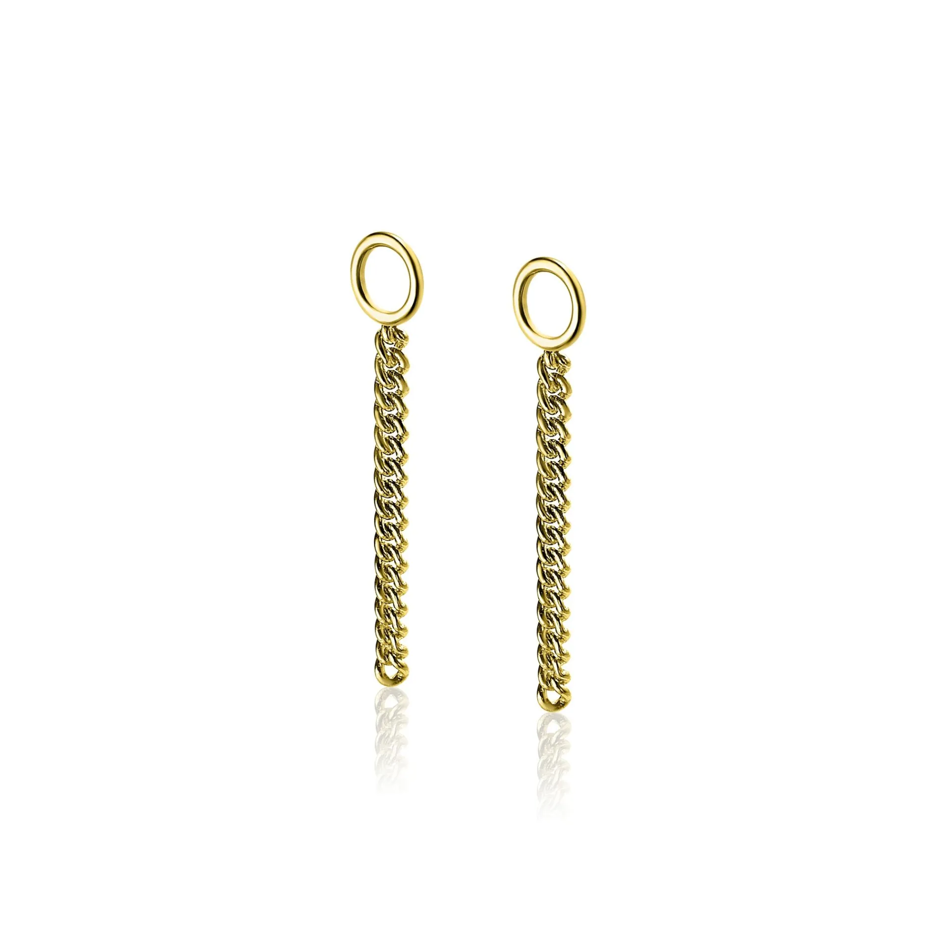 ZINZI zilveren oorbedels geel verguld gourmet ketting 30mm ZICH1694G (zonder oorringen)