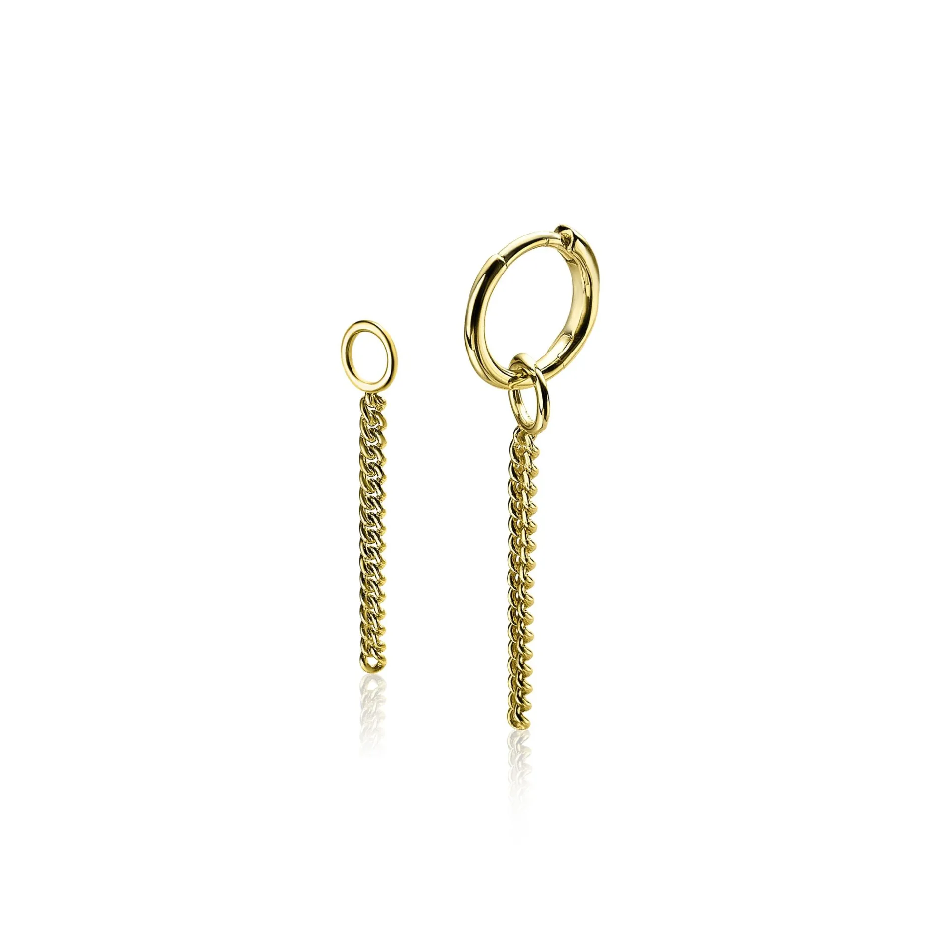 ZINZI zilveren oorbedels geel verguld gourmet ketting 30mm ZICH1694G (zonder oorringen)