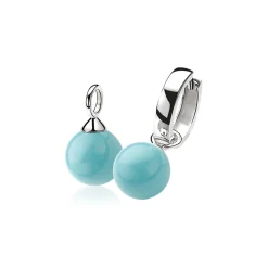 ZINZI zilveren oorbedels parel turquoise ZICH266T (zonder oorringen)