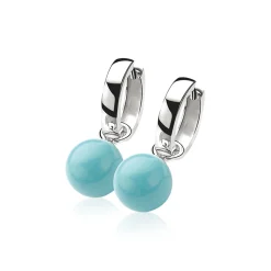 ZINZI zilveren oorbedels parel turquoise ZICH266T (zonder oorringen)