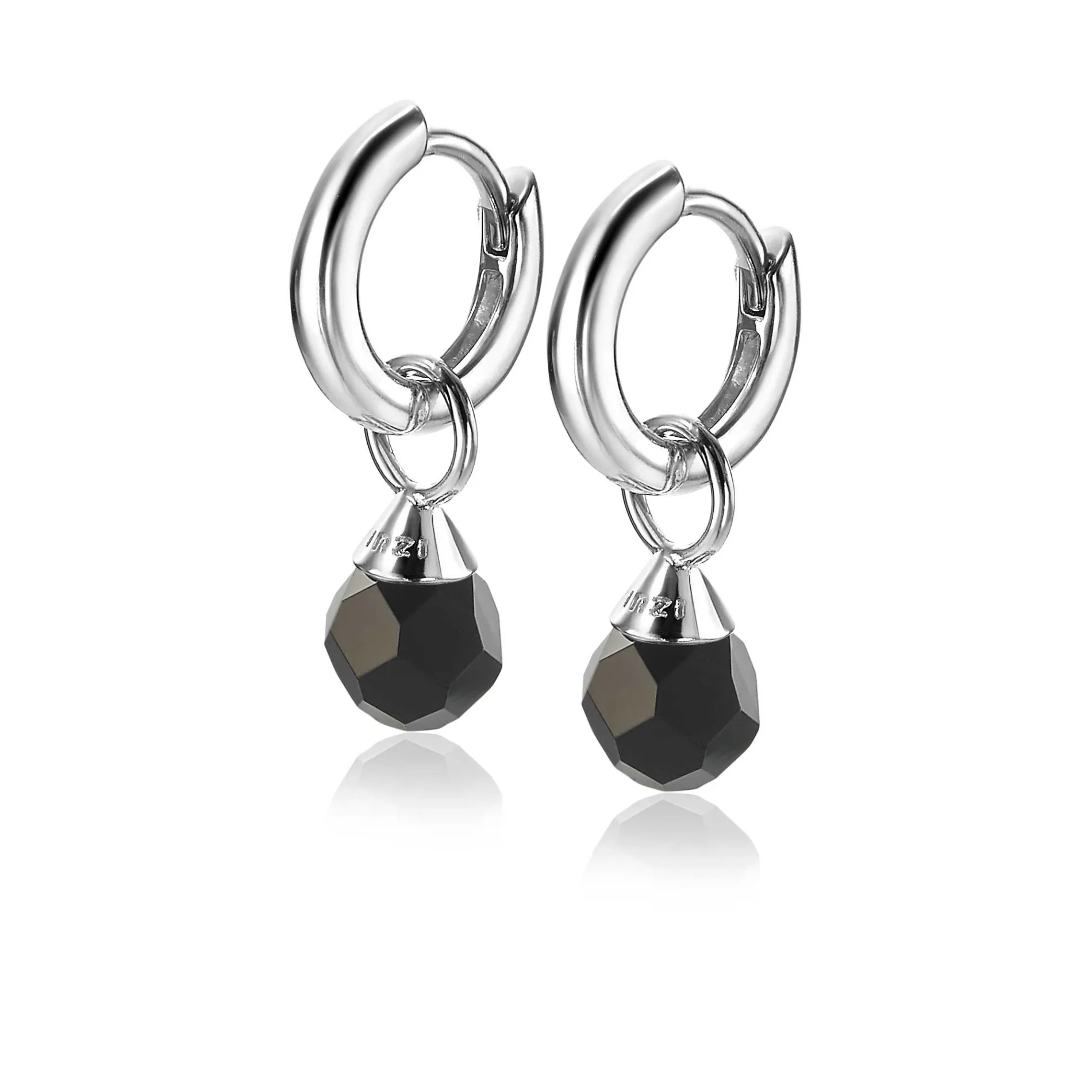 ZINZI zilveren oorbedels zwarte bead 6mm ZICH1749Z (zonder oorringen)