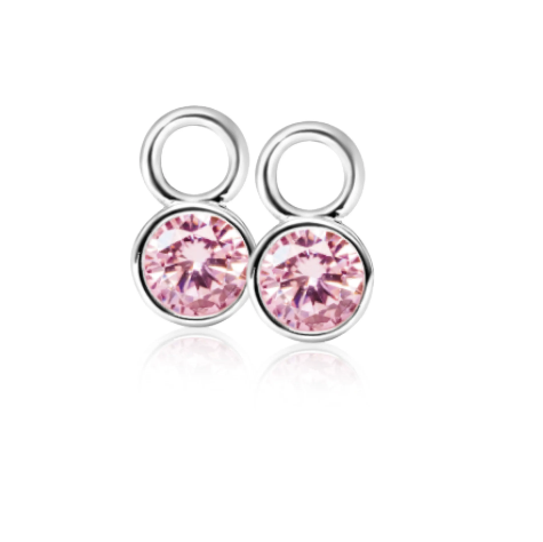 ZINZI zilveren oorbedels 7mm rond roze ZICH1486R (zonder oorringen)