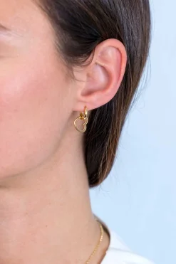 ZINZI zilveren oorbedels 14K geel verguld 12mm open harten ZICH2197G (zonder oorringen)