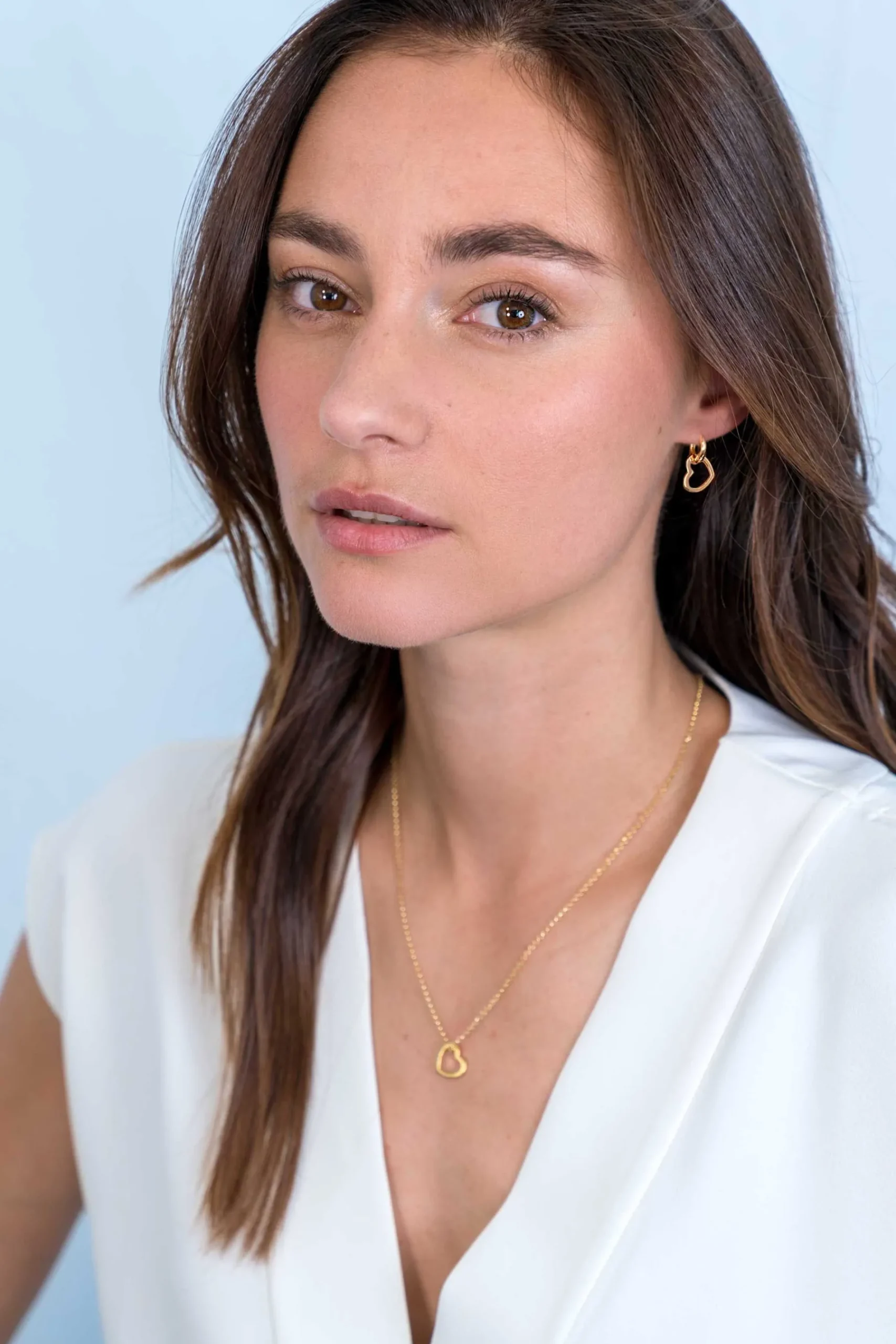 ZINZI zilveren oorbedels 14K geel verguld 12mm open harten ZICH2197G (zonder oorringen)