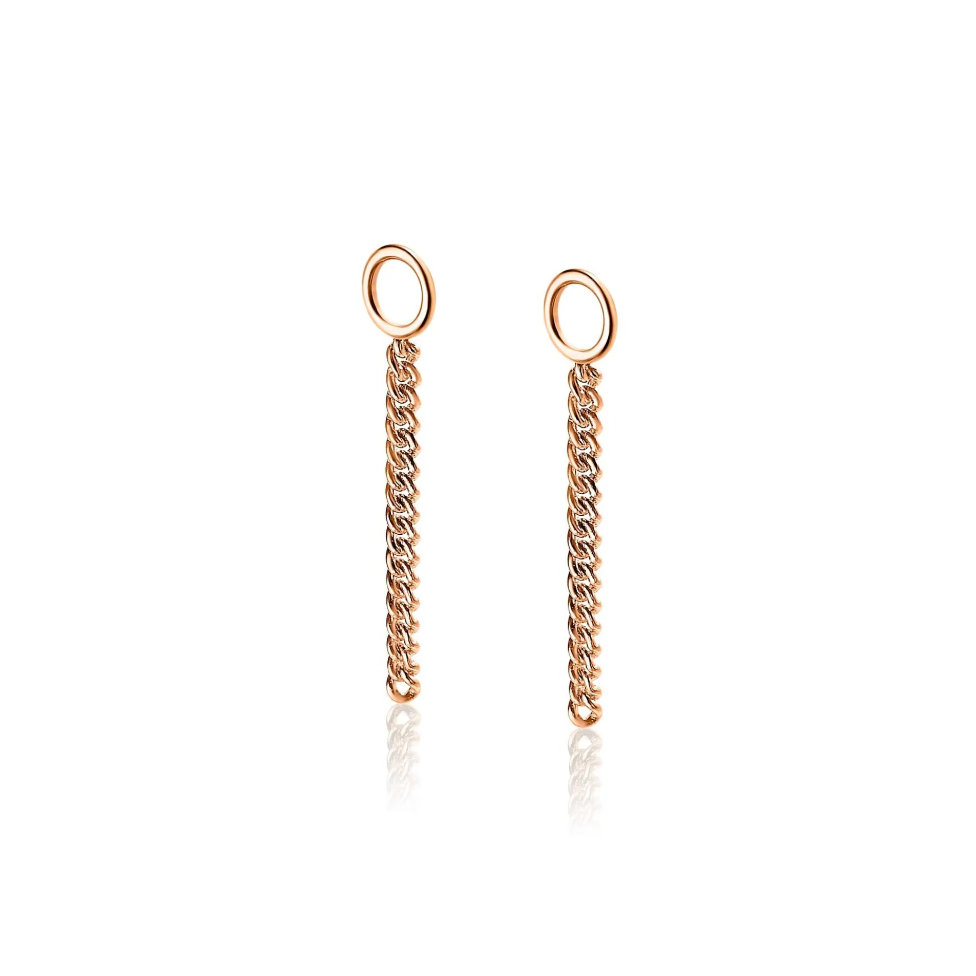 ZINZI zilveren oorbedels rosé verguld gourmet ketting 30mm ZICH1694R (zonder oorringen)