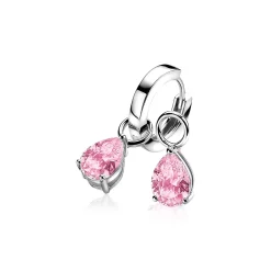 ZINZI zilveren oorbedels peervormig roze ZICH1302R (zonder oorringen)