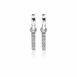 ZINZI zilveren oorbedels 21,5 mm staafje zirconia ZICH2142. (zonder oorringen).