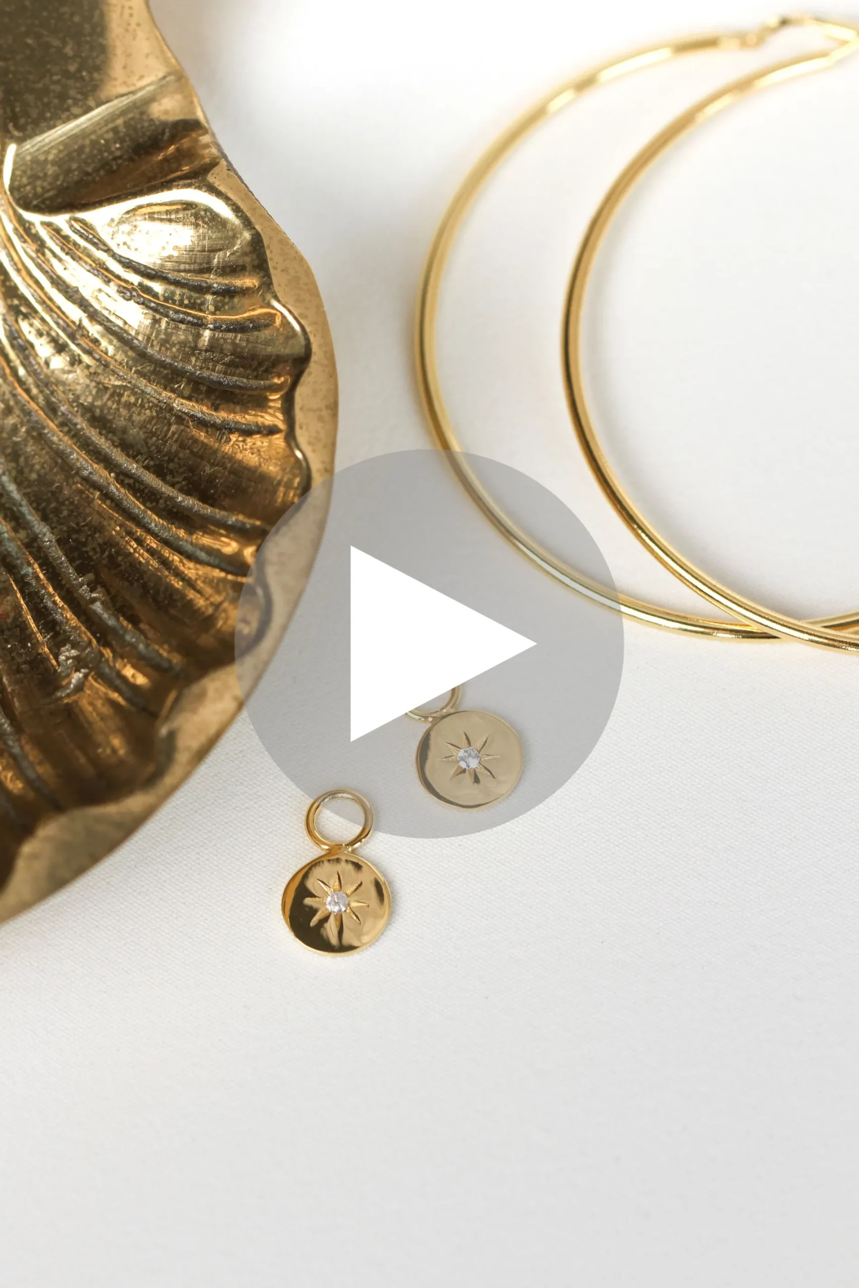 ZINZI zilveren oorbedels 14K geel verguld rond 10mm zon witte zirconia ZICH1994G (zonder oorringen)