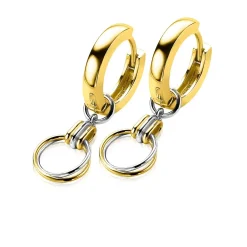 ZINZI zilveren oorbedels bicolor ringetjes 10mm rond ZICH2059 (zonder oorringen)