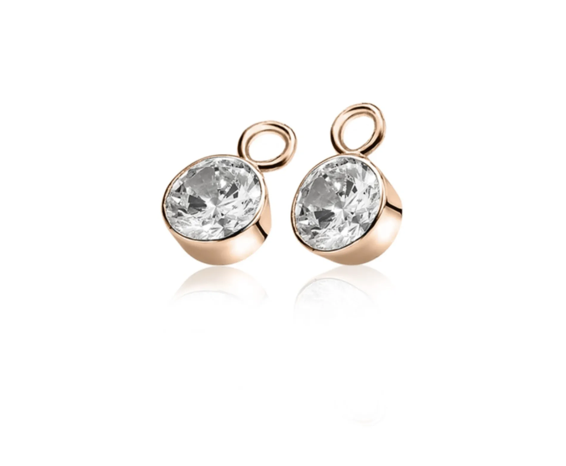 ZINZI zilveren oorbedels rosé verguld 7mm rond wit ZICH1486D (zonder oorringen)