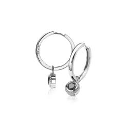 ZINZI zilveren oorbedels rond zwart 11mm ZICH1244Z (zonder oorringen)