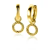 ZINZI zilveren oorbedels 14K geel verguld rond met touw-effect 10mm ZICH2246G (zonder oorringen)