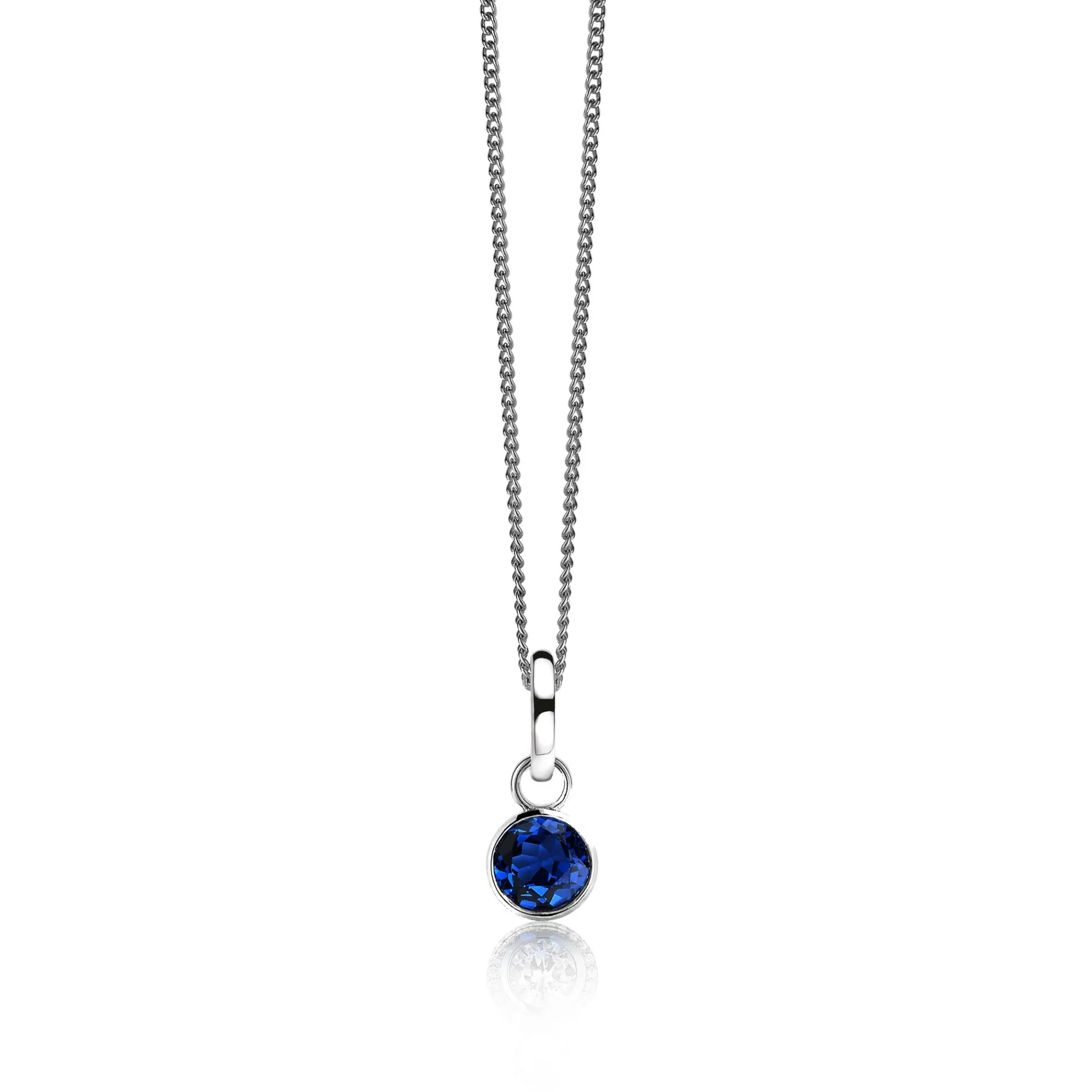 ZINZI zilveren oorbedels rond donkerblauw ZICH186DB (zonder oorringen)