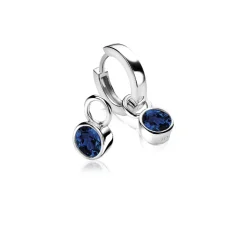 ZINZI zilveren oorbedels 7mm rond donkerblauw ZICH1486DB (zonder oorringen)