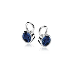 ZINZI zilveren oorbedels 7mm rond donkerblauw ZICH1486DB (zonder oorringen)