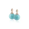 ZINZI zilveren oorbedels rosé verguld parel turquoise ZICH266TR (zonder oorringen)