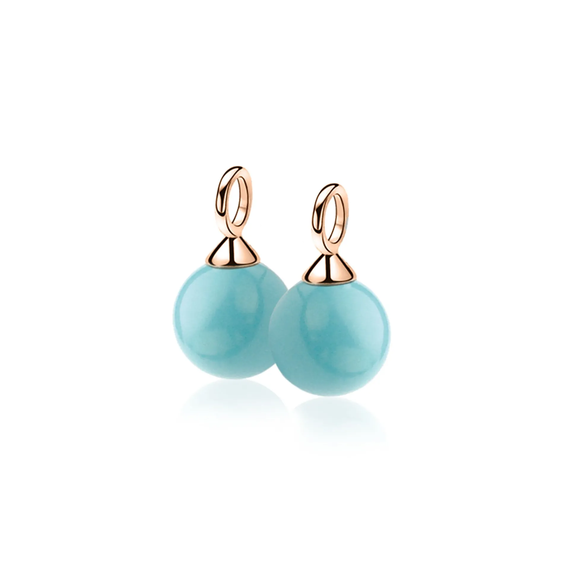 ZINZI zilveren oorbedels rosé verguld parel turquoise ZICH266TR (zonder oorringen)