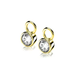 ZINZI zilveren oorbedels 14K geelverguld 7mm rond wit ZICH1486Y (zonder oorringen)