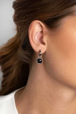 ZINZI zilveren oorbedels vierkant tweezijdig zwarte onyx en witte parelmoer 10mm ZICH2257 (zonder oorringen)