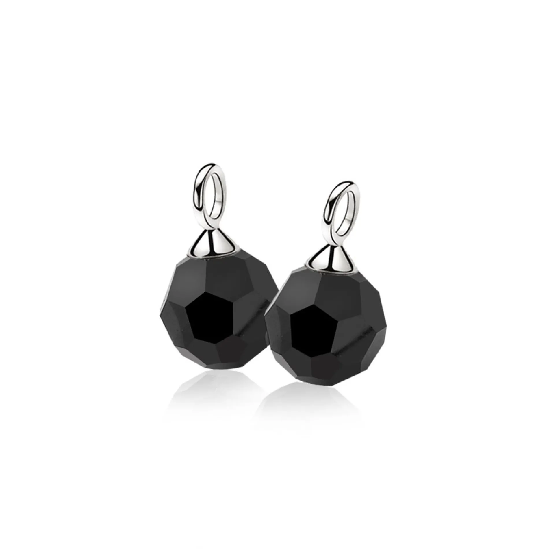 ZINZI zilveren oorbedels zwarte bead ZICH266Z (zonder oorringen)