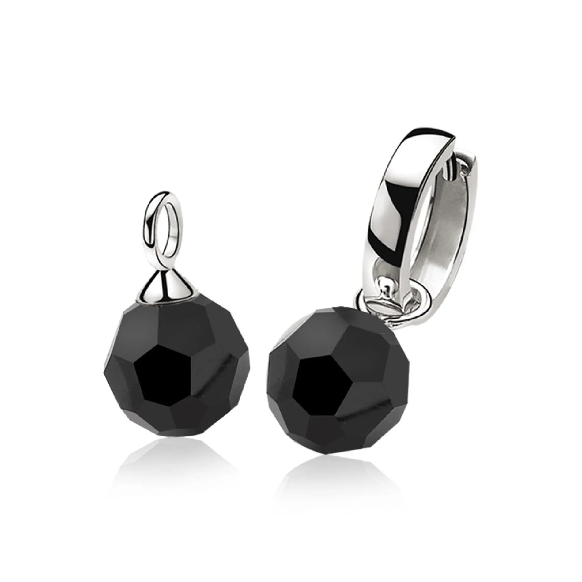 ZINZI zilveren oorbedels zwarte bead ZICH266Z (zonder oorringen)
