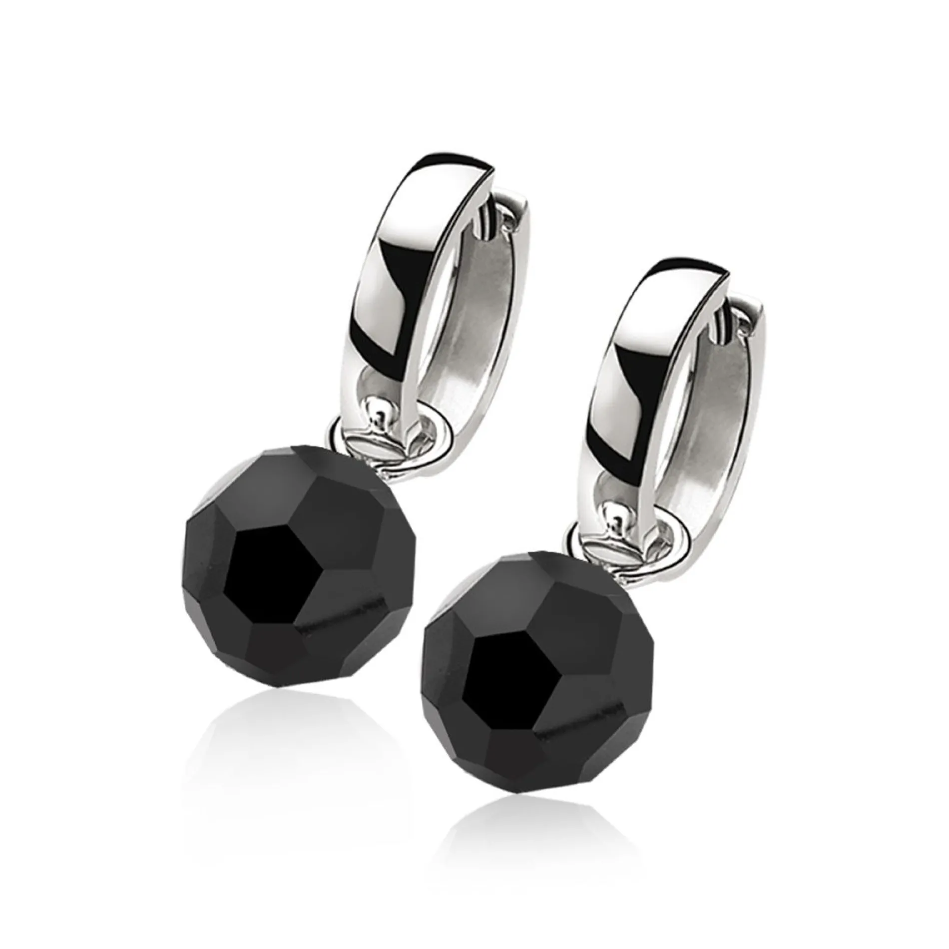 ZINZI zilveren oorbedels zwarte bead ZICH266Z (zonder oorringen)