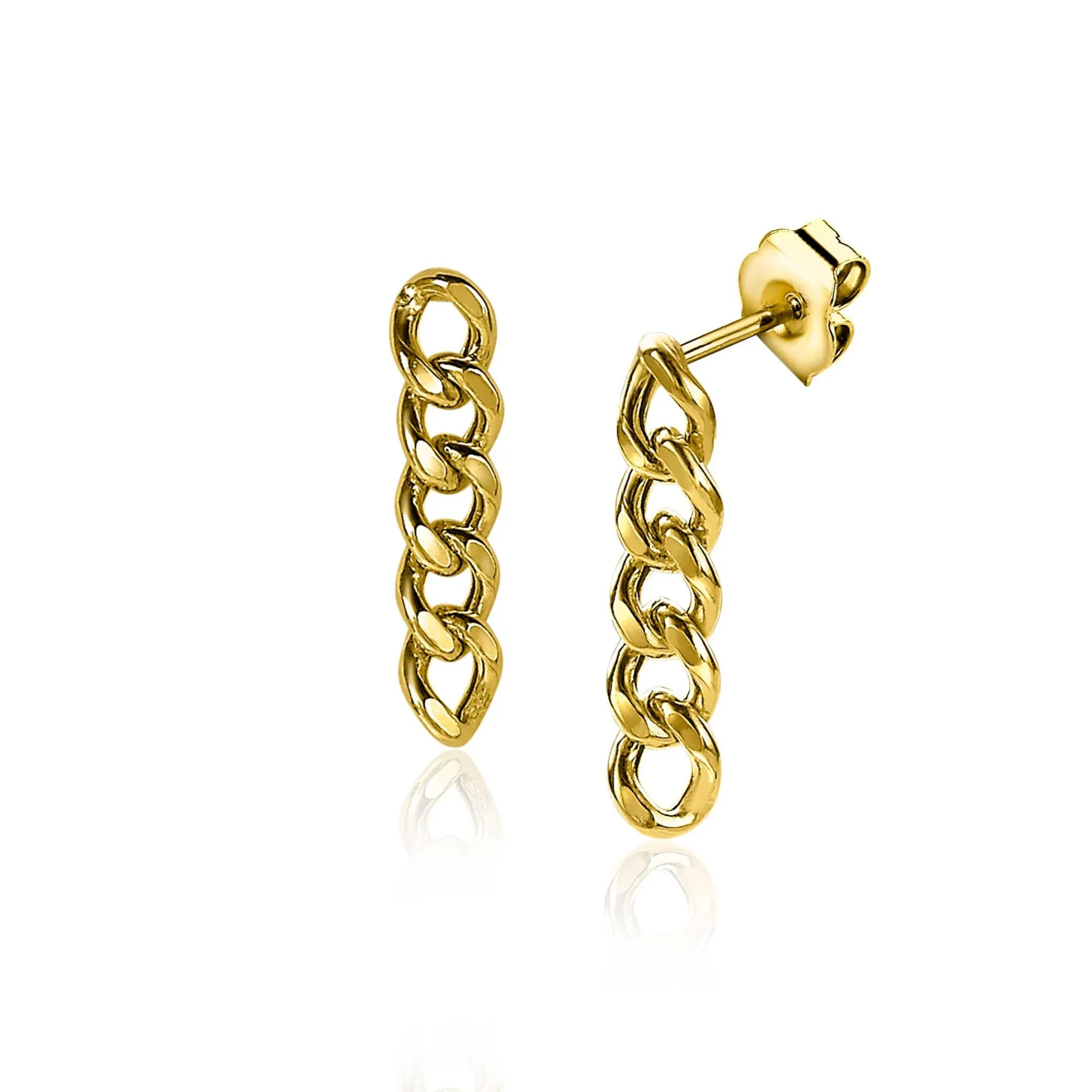 ZINZI zilveren oorhangers 14K geel verguld 20mm gourmet schakels ZIO2185G