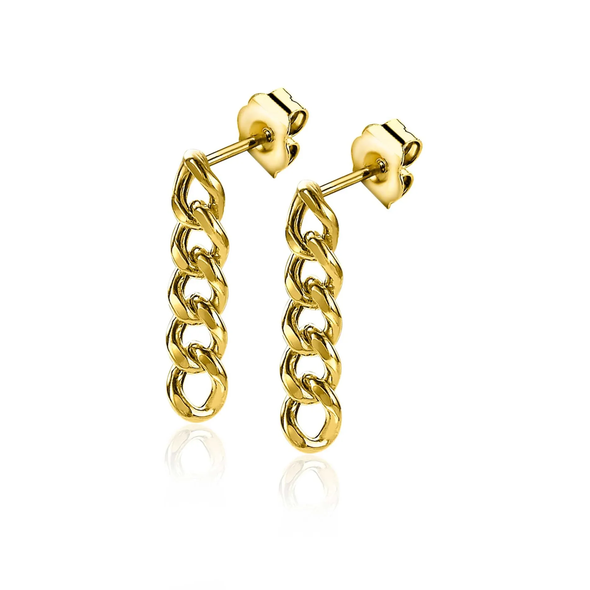 ZINZI zilveren oorhangers 14K geel verguld 20mm gourmet schakels ZIO2185G