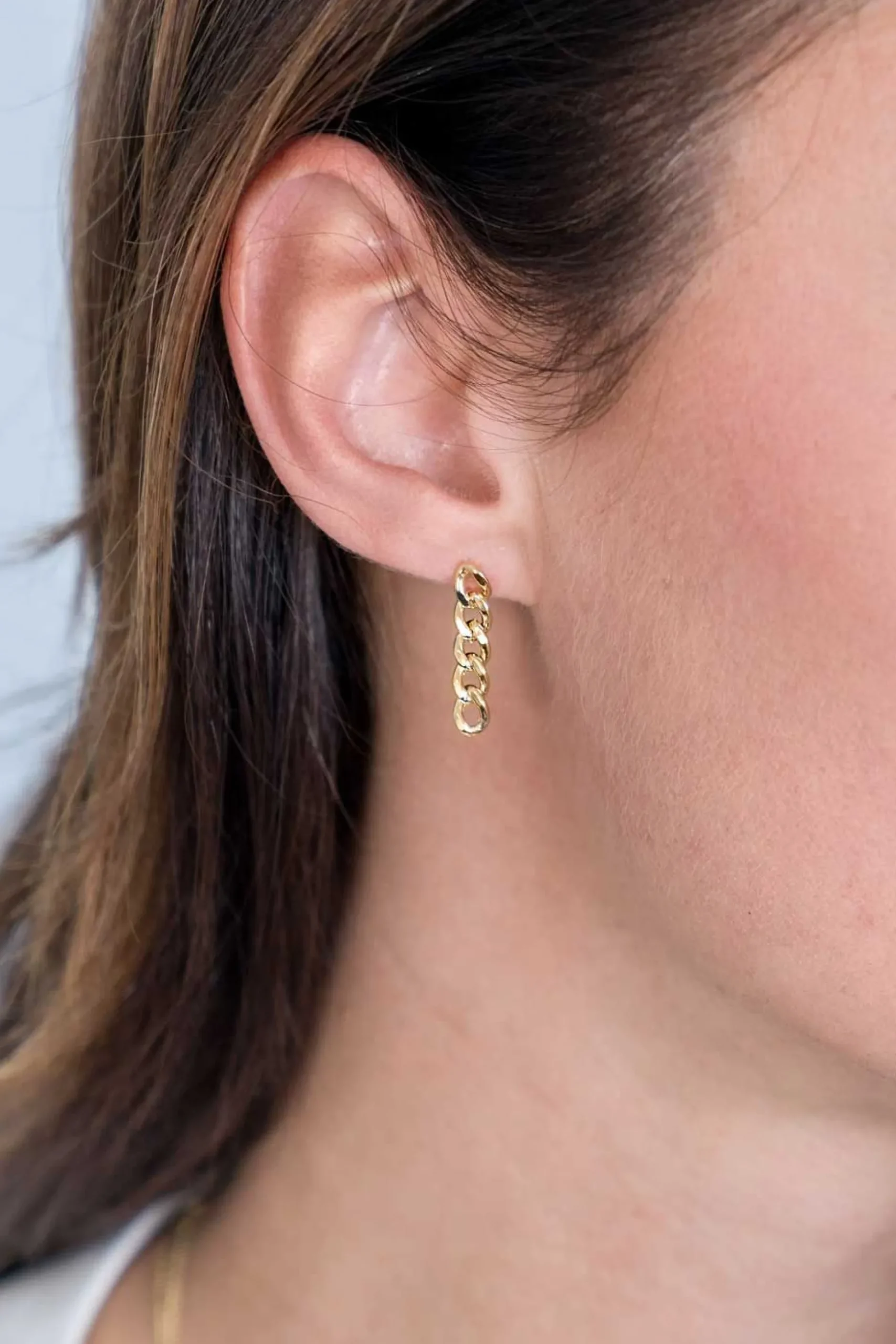 ZINZI zilveren oorhangers 14K geel verguld 20mm gourmet schakels ZIO2185G