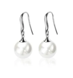 Zinzi zilveren oorhangers parel wit ZIO266