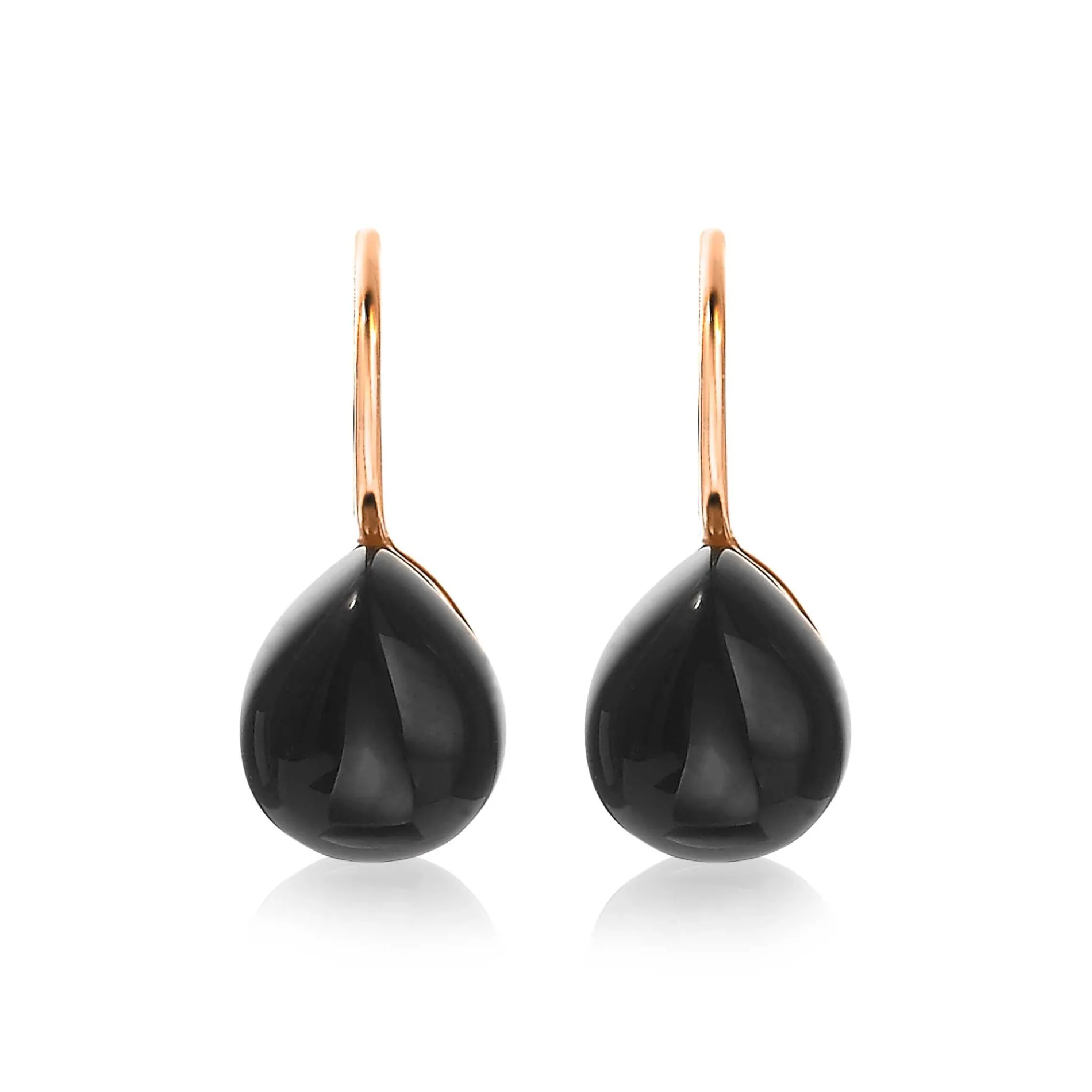 ZINZI zilveren oorhangers rosé verguld zwart peervorm 22mm ZIO1934RZ