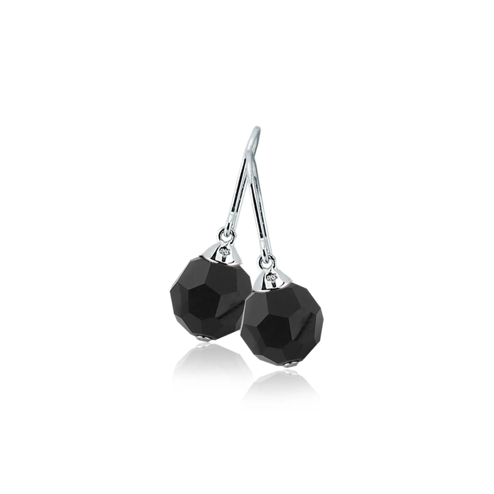 Zinzi zilveren oorhangers bead zwart ZIO266Z