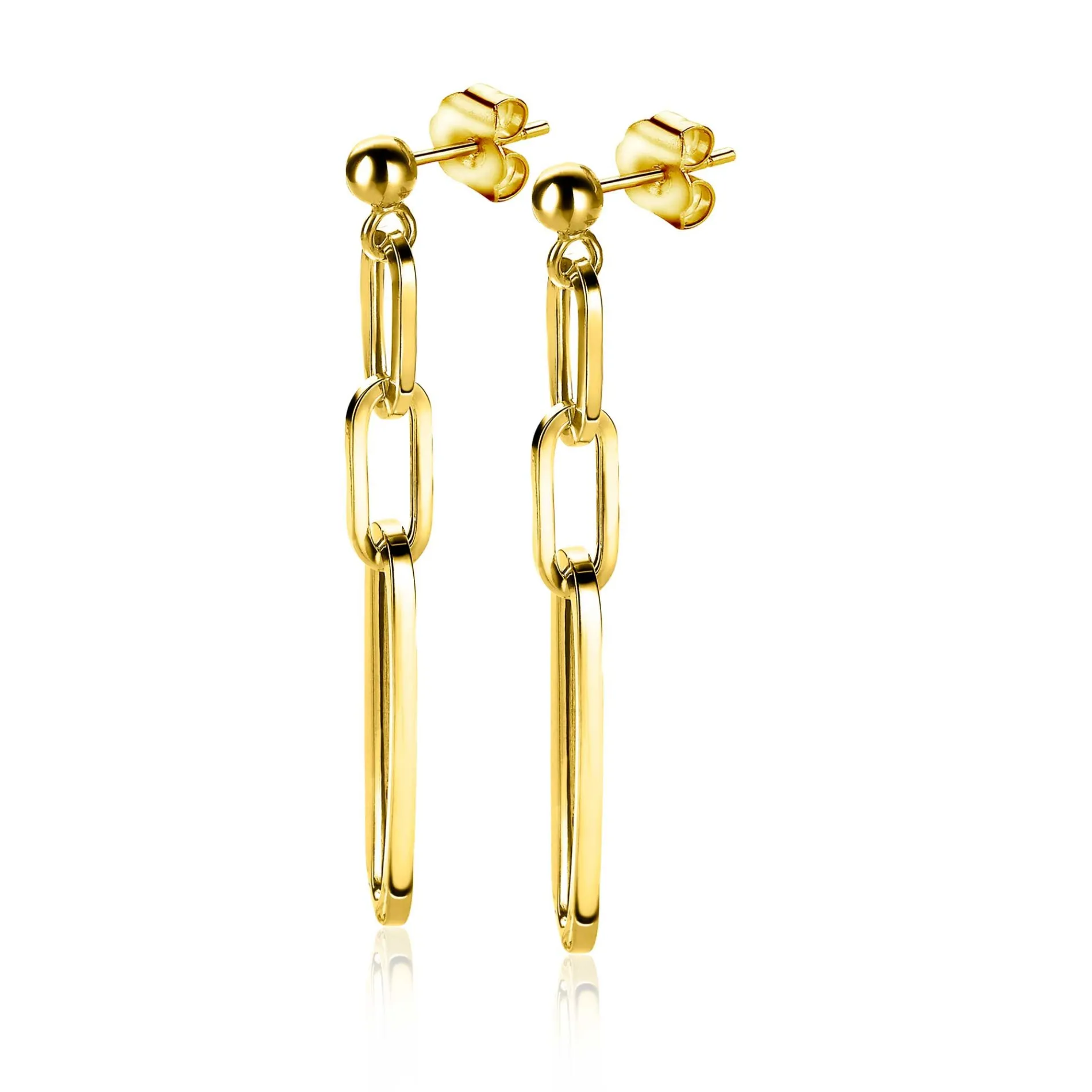 ZINZI zilveren oorhangers 45mm in 14K geel verguld met ovale closed for ever schakels ZIO1990G
